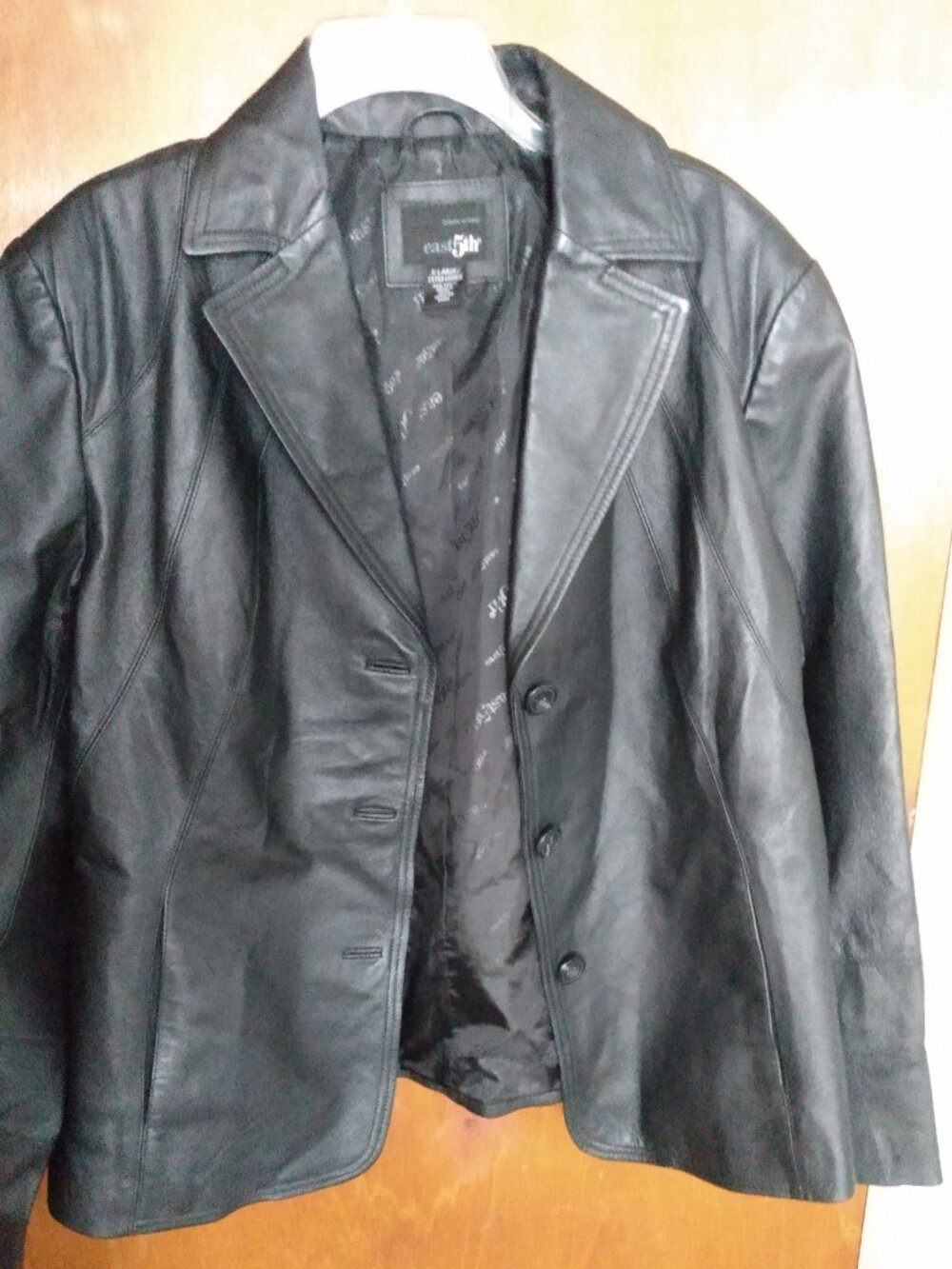 East 5th Leather Jacket Collared Black Womens Unisex Mens Size XL Classic ~ NWOT